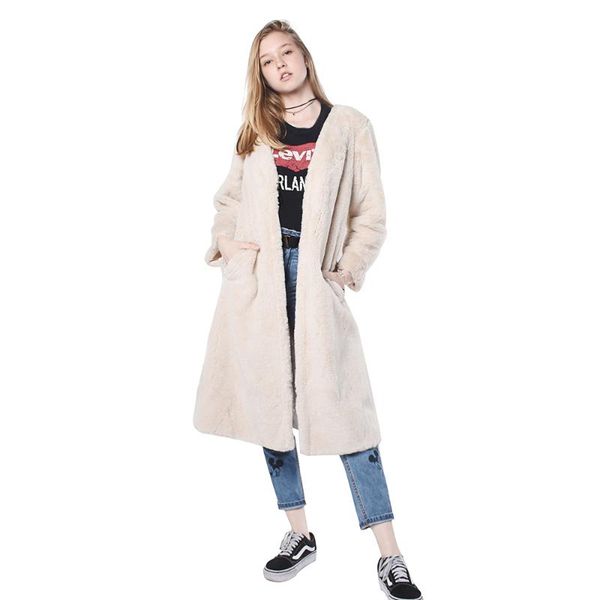 women's fur & faux women coat with long sleeves and pockets artificial ecru white winter, Black
women's fur & faux women coat with long sleeves and pockets artificial ecru white winter, Black