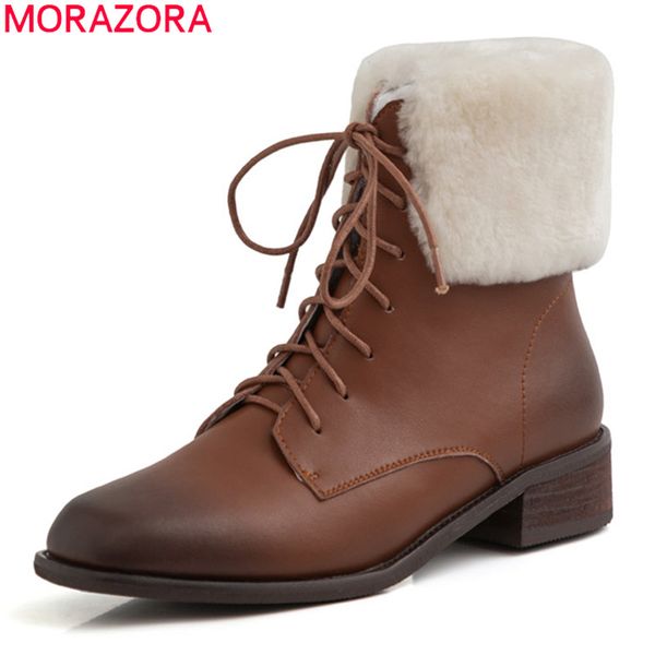 morazora 2020 winter keep warm snow boots low heel square toe lace up fashion women boots genuine leather ankle, Black
morazora 2020 winter keep warm snow boots low heel square toe lace up fashion women boots genuine leather ankle, Black