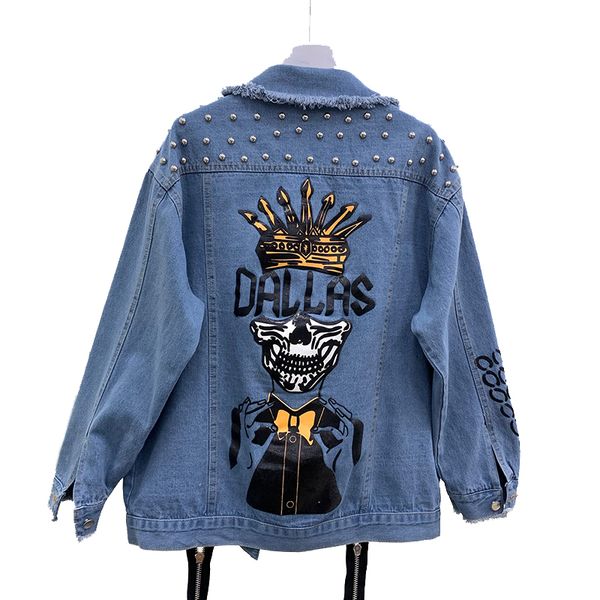 autumn rivet beading pearl jeans jacket women harajuku streetwear loose denim jacket hip hop printed woman long sleeve coat, Black;brown
autumn rivet beading pearl jeans jacket women harajuku streetwear loose denim jacket hip hop printed woman long sleeve coat, Black;brown