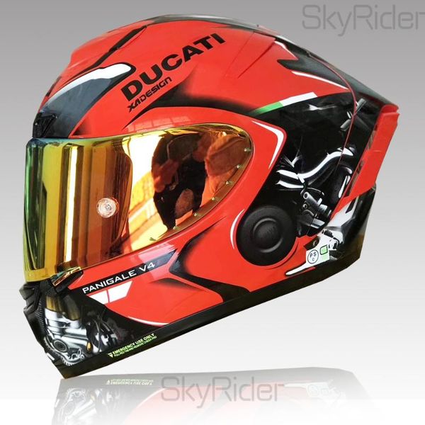 полнолицевыми шлем мотоцикла x14 ducatii красный шлем езда мотокроссу мотобайк