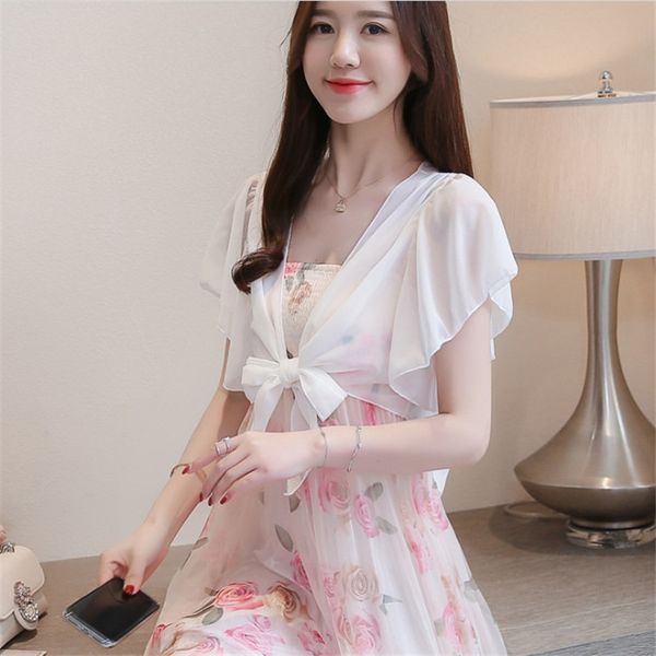 with skirt chiffon shirt small shawl jacket female short cardigan 2019 new sun protection clothing summer thin outer jacket, Black;brown
with skirt chiffon shirt small shawl jacket female short cardigan 2019 new sun protection clothing summer thin outer jacket, Black;brown