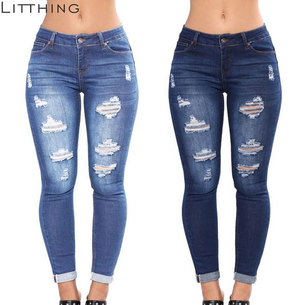 litthing 2018 new arrival womens high waist casual denim pockets button ripped zipper jeans cotton skinny pencil full jeans, Blue
litthing 2018 new arrival womens high waist casual denim pockets button ripped zipper jeans cotton skinny pencil full jeans, Blue