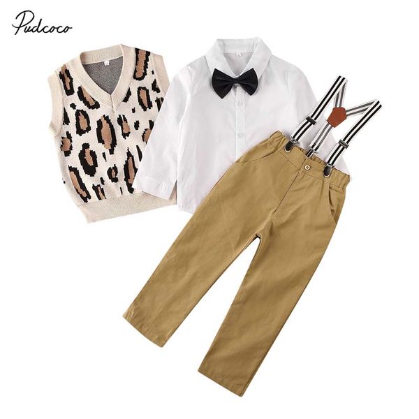 2019 brand 2-5y 3pcs infant newborn baby boy kids clothes cotton shirt leopard knit vest+bib pants outfits formal party set, White
2019 brand 2-5y 3pcs infant newborn baby boy kids clothes cotton shirt leopard knit vest+bib pants outfits formal party set, White