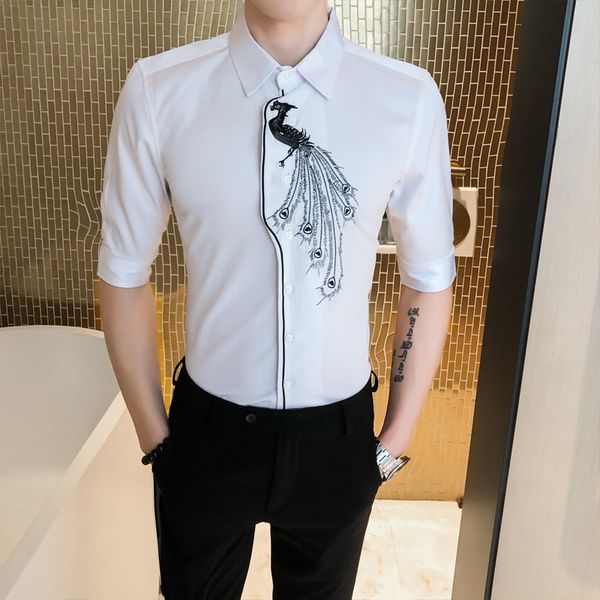 stylish shirts for men camisa masculina social men short sleeve shirt 2020 summer men's shirt british embroidery slim fit, White;black
stylish shirts for men camisa masculina social men short sleeve shirt 2020 summer men's shirt british embroidery slim fit, White;black