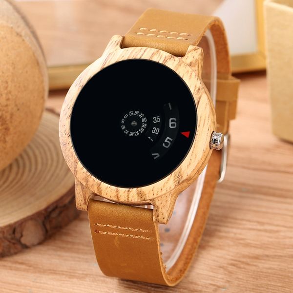 bamboo wood watch men's fashion turntable unique fan-shaped black dial design quartz leather band wristwatch gifts for men women, Slivery;brown
bamboo wood watch men's fashion turntable unique fan-shaped black dial design quartz leather band wristwatch gifts for men women, Slivery;brown