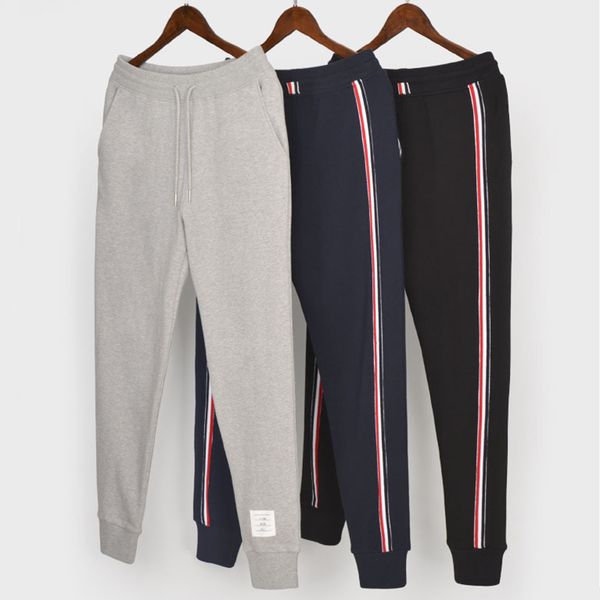cotton classic loopback jersey pants rear-side vertical rwb elastic stripe sweartpants men's women's casual sports trousers, Black
cotton classic loopback jersey pants rear-side vertical rwb elastic stripe sweartpants men's women's casual sports trousers, Black