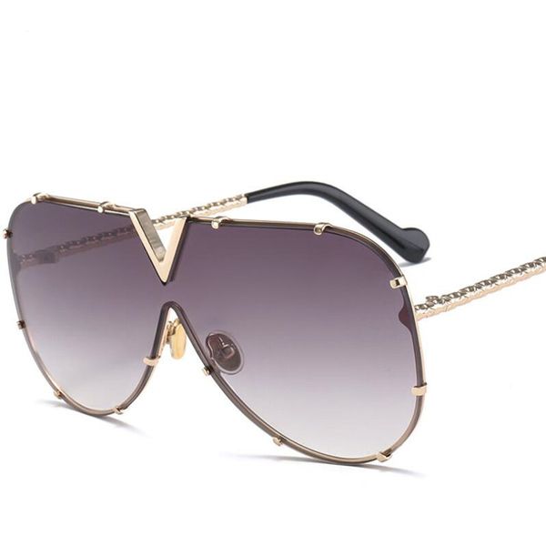 

wholesale-emosnia luxury rivet pilot sunglasses women men 2018 new oversized one piece brand sunglass metal big frame shades uv400 oculos, White;black