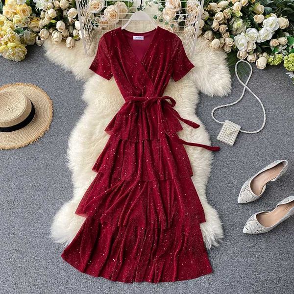 vintage short sleeve v-neck women party dress elegant 2020 summer sashes cascading ruffle bling shining red/black/pink dress new, Black;gray
vintage short sleeve v-neck women party dress elegant 2020 summer sashes cascading ruffle bling shining red/black/pink dress new, Black;gray