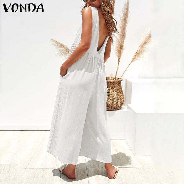 vonda 2019 summer romper womens jumpsuits sleeveless playsuit holiday overalls casual ankle-length wide leg pants plus size, Black;white
vonda 2019 summer romper womens jumpsuits sleeveless playsuit holiday overalls casual ankle-length wide leg pants plus size, Black;white