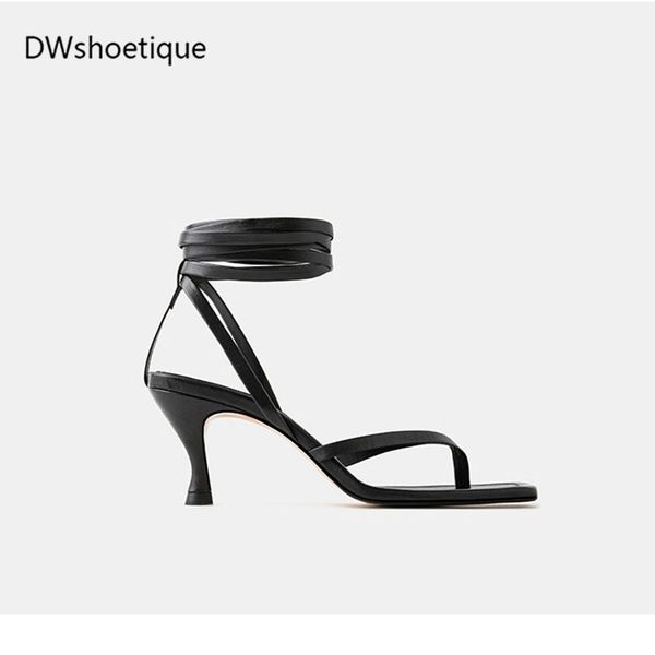 summer square toe women lace up sandals 6.5cm thin heel women sandals, Black 
summer square toe women lace up sandals 6.5cm thin heel women sandals, Black