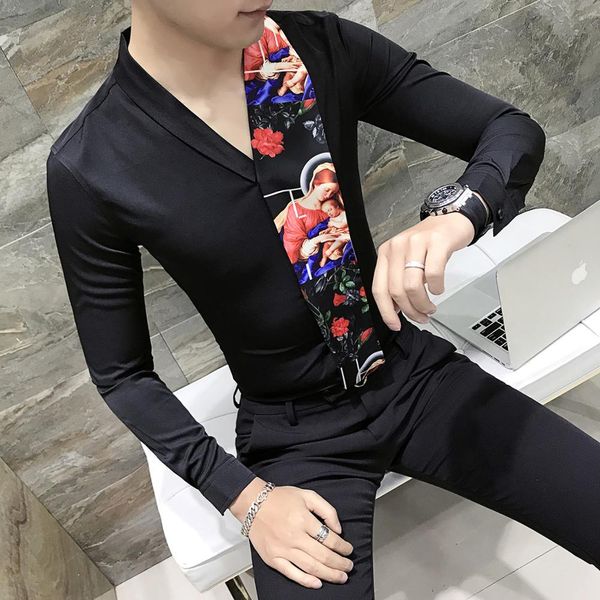 fashion splice flower shirt printing man camisa masculina spring new pattern slim fit shirts nightclub chemise homme v-neck, White;black
fashion splice flower shirt printing man camisa masculina spring new pattern slim fit shirts nightclub chemise homme v-neck, White;black