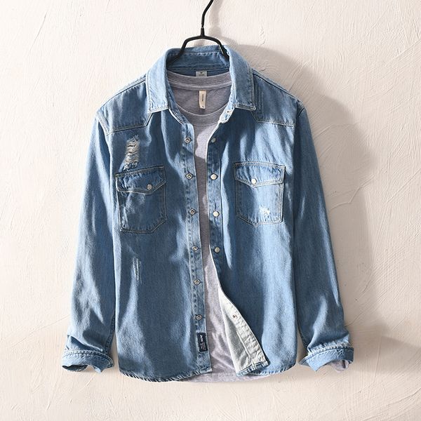 denim shirt men long sleeves slim fit blouse autumn fashion male denims jeans shirt casual business men's, White;black
denim shirt men long sleeves slim fit blouse autumn fashion male denims jeans shirt casual business men's, White;black