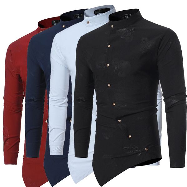 autumn new fashion all-around men's dark pattern irregular hem long sleeve shirt european size ny5305, White;black
autumn new fashion all-around men's dark pattern irregular hem long sleeve shirt european size ny5305, White;black