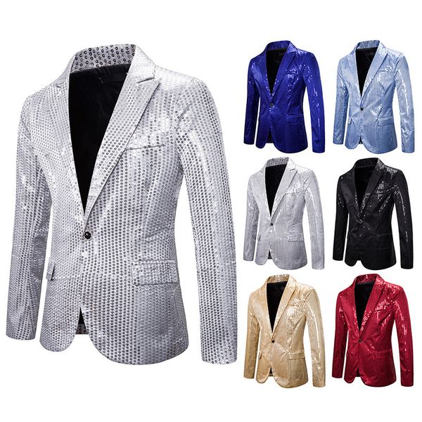 men's brand new creative fashion casual personality sequins plain color suit host master of ceremonies man wedding, White;black
men's brand new creative fashion casual personality sequins plain color suit host master of ceremonies man wedding, White;black
