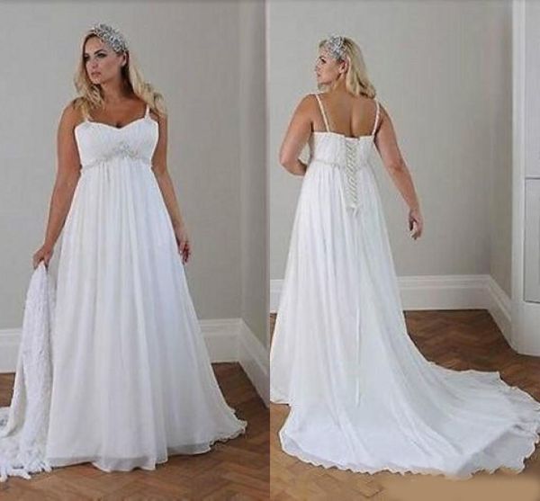 modest plus size wedding dresses beach wedding chiffon a line floor length spaghetti straps lace up back simple elegant boho bridal gowns, White
modest plus size wedding dresses beach wedding chiffon a line floor length spaghetti straps lace up back simple elegant boho bridal gowns, White