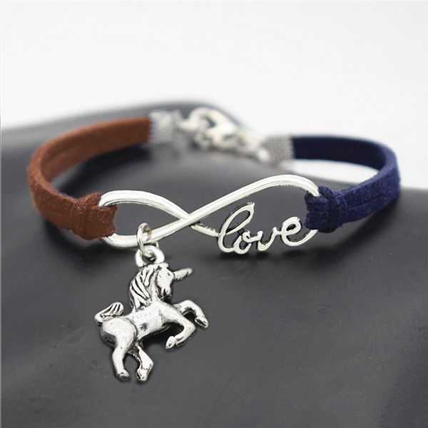 fashion infinity love animal horse unicorn pendant charm jewelry dark brown navy leather suede rope adjustable women men bangles & bracelets, Golden;silver
fashion infinity love animal horse unicorn pendant charm jewelry dark brown navy leather suede rope adjustable women men bangles & bracelets, Golden;silver
