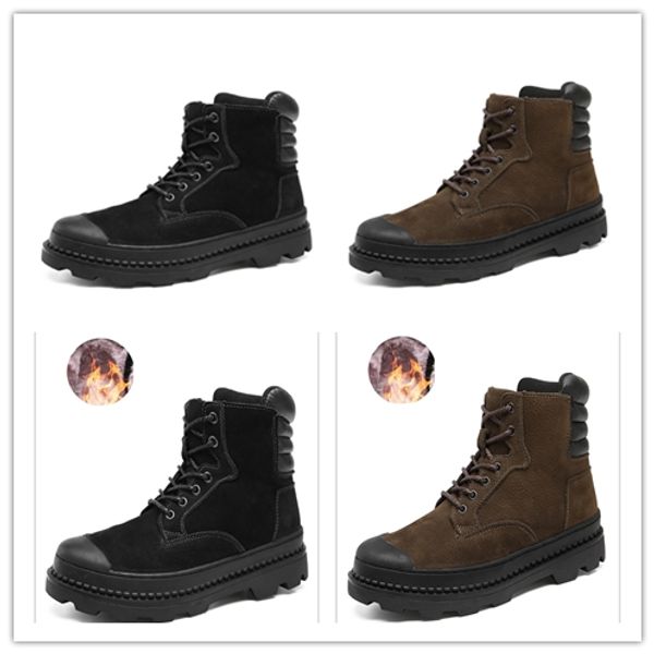 low heel brand genuine leather martin boots retro design warm snow boots high cut breathable non-slip men's boots, Black 
low heel brand genuine leather martin boots retro design warm snow boots high cut breathable non-slip men's boots, Black