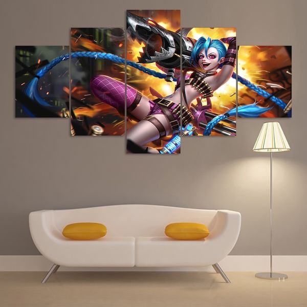 5 pieces league of legends jinx painting pictures canvas printed modern wall art home decor for living room game poster cuadros
5 pieces league of legends jinx painting pictures canvas printed modern wall art home decor for living room game poster cuadros