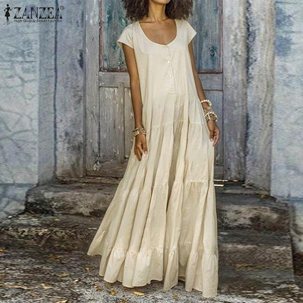 party dresses 2021 summer solid dress zanzea fashion pleated sundress women casual short sleeve cotton long vestidos female plus size, White;black
party dresses 2021 summer solid dress zanzea fashion pleated sundress women casual short sleeve cotton long vestidos female plus size, White;black