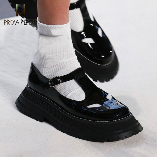 prova perfetto genuine leather loafer shoes woman round toe t-strap thick bottom single shoes fashion mary jane for girls, Black
prova perfetto genuine leather loafer shoes woman round toe t-strap thick bottom single shoes fashion mary jane for girls, Black