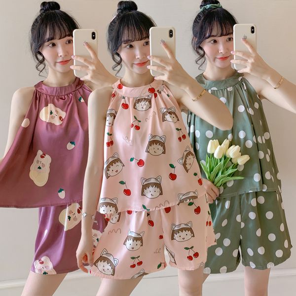sleeveless shorts silk satin pajama sets for women summer fashion print sleepwear suit pyjama homewear pijama mujer clothes, Black;red
sleeveless shorts silk satin pajama sets for women summer fashion print sleepwear suit pyjama homewear pijama mujer clothes, Black;red