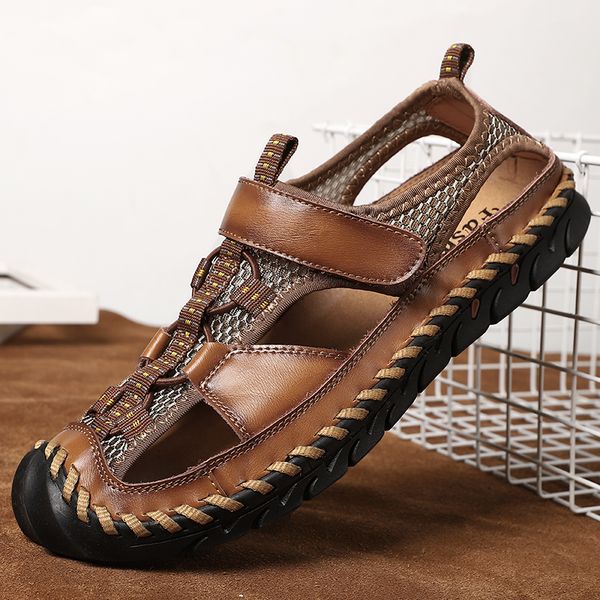summer casual shoes male leather beach sandals men fashion outdoor non-slip sandals male handwork men shoes big size 38-48, Black
summer casual shoes male leather beach sandals men fashion outdoor non-slip sandals male handwork men shoes big size 38-48, Black