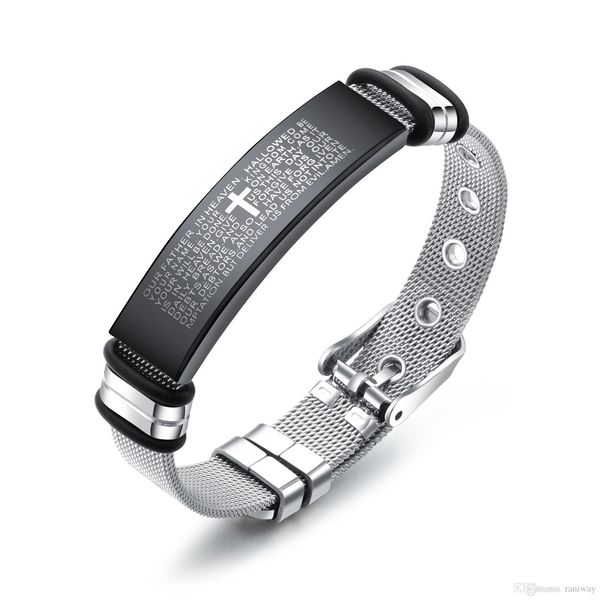 men's biker christian cross english bible prayer cuff bangle bracelet stainless steel sport belt wristband bracelet religious jewelry g, Black
men's biker christian cross english bible prayer cuff bangle bracelet stainless steel sport belt wristband bracelet religious jewelry g, Black