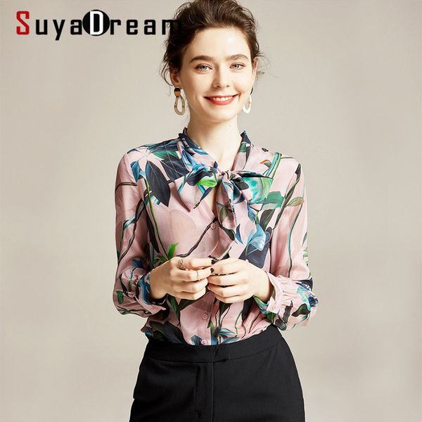 suyadream women floral printed blouses 100% silk crepe long sleeved bow collar buttoned office blouse shirt 2020 spring shirt, White
suyadream women floral printed blouses 100% silk crepe long sleeved bow collar buttoned office blouse shirt 2020 spring shirt, White