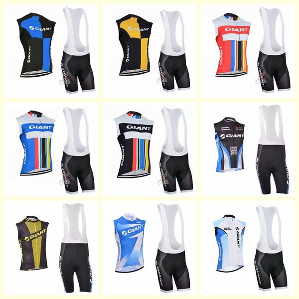 Image of GIANT team Cycling Sleeveless jersey Vest bib shorts sets 2019 summer New Bicycle Clothing Lycra clothes Breathable Quick dry U81642