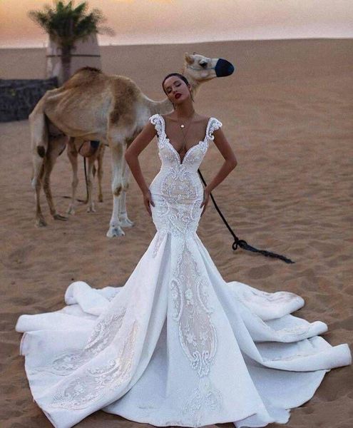 2019 mermaid wedding dresses applique v neck lace bridal gowns beach sweep train backless wedding dress custom made, White
2019 mermaid wedding dresses applique v neck lace bridal gowns beach sweep train backless wedding dress custom made, White