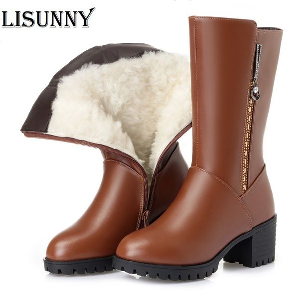 women winter long boots 2020 genuine leather women motorcycle boots australian thick wool warm mid big size, Black
women winter long boots 2020 genuine leather women motorcycle boots australian thick wool warm mid big size, Black