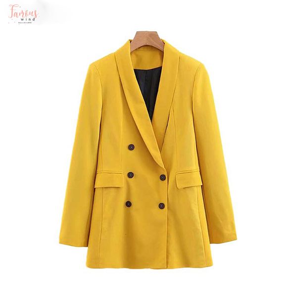 women chic yellow blazer pockets double breasted long sleeve office ca365 wear coat solid female casual blazer outerwear, White;black
women chic yellow blazer pockets double breasted long sleeve office ca365 wear coat solid female casual blazer outerwear, White;black