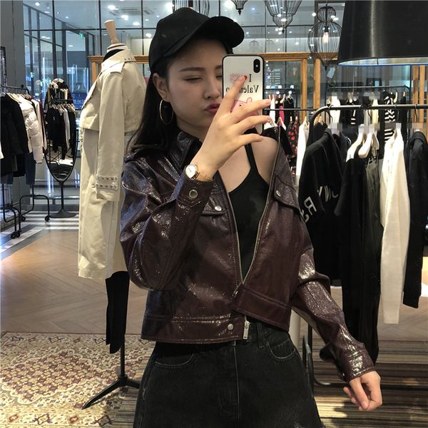 fashion brand glossy patent leather jackets with big pockets jacket female street style pu leather jacket wq1150 dropship, Black
fashion brand glossy patent leather jackets with big pockets jacket female street style pu leather jacket wq1150 dropship, Black