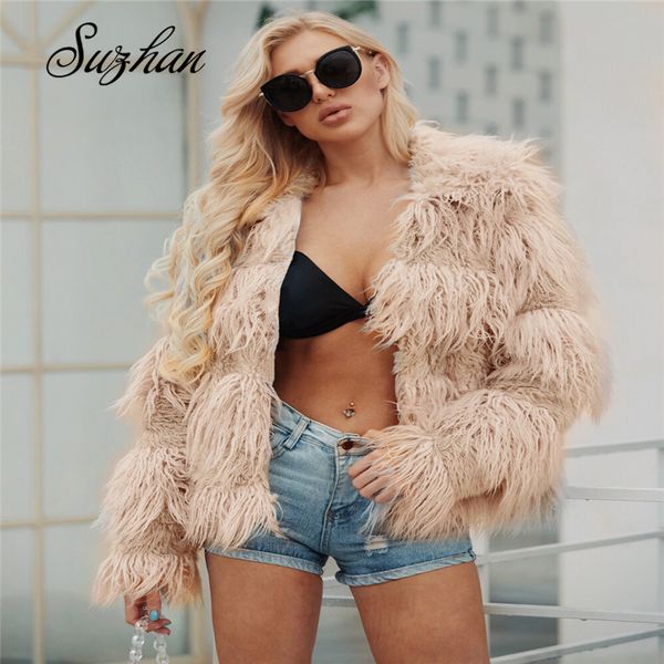 suzhan autumn winter women faux fur long coat notched collar long sleeve open front warm jacket outerwear female hairy overcoat, Black
suzhan autumn winter women faux fur long coat notched collar long sleeve open front warm jacket outerwear female hairy overcoat, Black