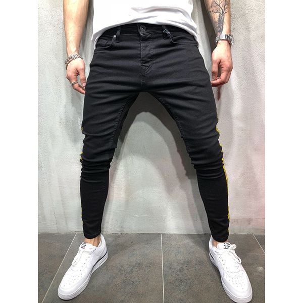 new fashion men's jeans with black flick lacquer edge and slightly elastic black trousers stretchable pants for male, Blue
new fashion men's jeans with black flick lacquer edge and slightly elastic black trousers stretchable pants for male, Blue