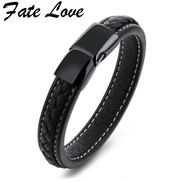 fate love fashion genuine cattlehide stainless steel leather bracelets black cowhide bangles buckle wristband for men fl1101, Golden;silver
fate love fashion genuine cattlehide stainless steel leather bracelets black cowhide bangles buckle wristband for men fl1101, Golden;silver