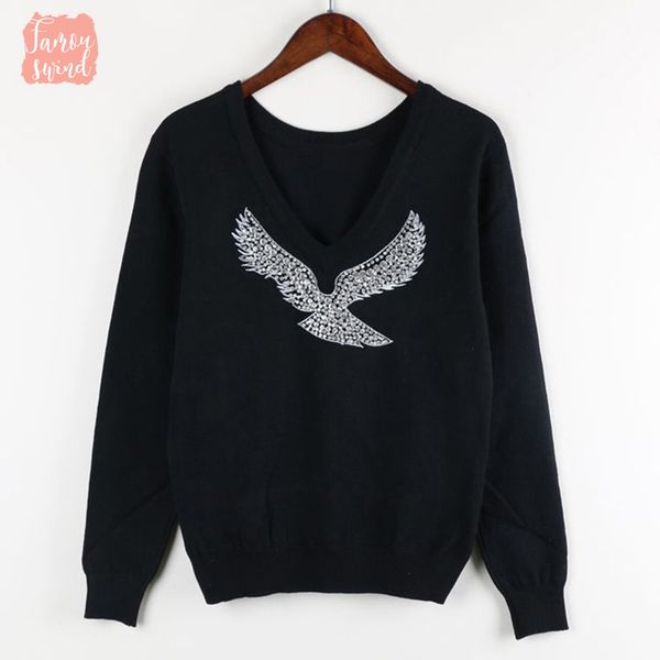 s xl new свитера женская мода полный рукавом v шеи pageant eagle алмазный пуловеры компьютер вязаные бисером, White;black
s xl new свитера женская мода полный рукавом v шеи pageant eagle алмазный пуловеры компьютер вязаные бисером, White;black