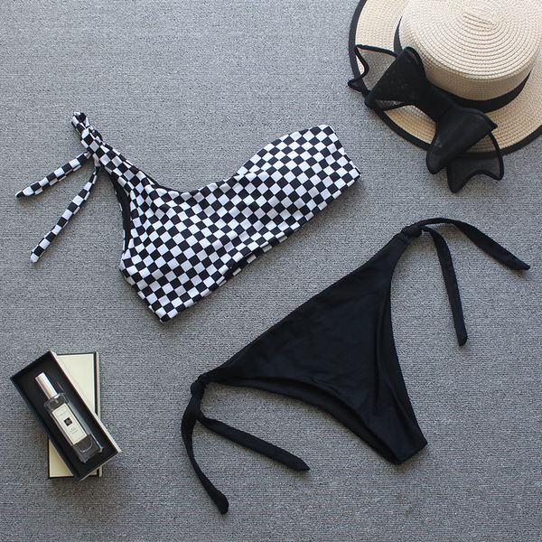swimwear women bikinis for women 2019 push up bikini set plaid one shoulder female separate bathing suit women bikinis bandage beach, White;black
swimwear women bikinis for women 2019 push up bikini set plaid one shoulder female separate bathing suit women bikinis bandage beach, White;black