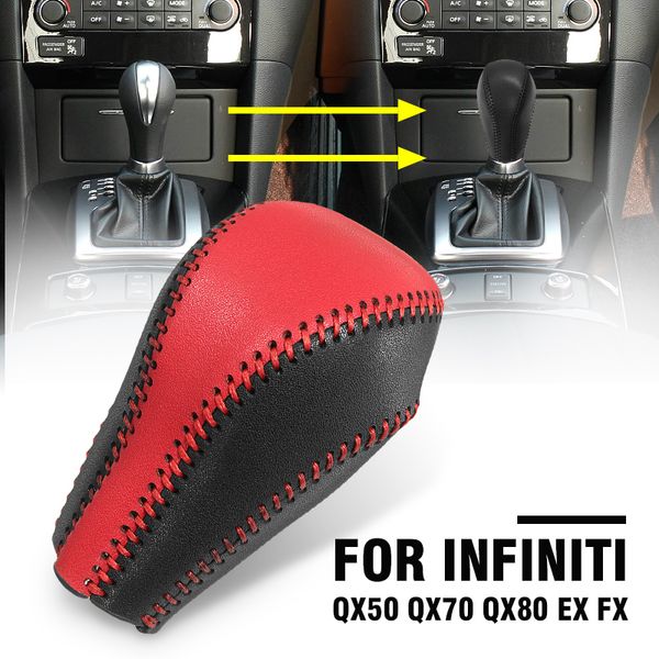 car auto gear shift knob handle cover pu leather for infiniti qx50 qx70 qx80 ex fx car styling interior accessories 
car auto gear shift knob handle cover pu leather for infiniti qx50 qx70 qx80 ex fx car styling interior accessories