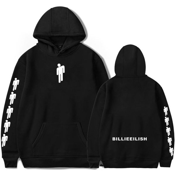 

new fashion print american singer billie eilish hoodies men women harajuku hip hop cotton billie eilish sweatshirt xxs-4xl, Black