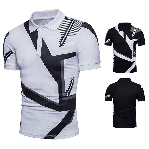 men's polo shirt geometry mixed colors short sleeve t-shirt summer wear men's wear fold-down collar polo, White;black
men's polo shirt geometry mixed colors short sleeve t-shirt summer wear men's wear fold-down collar polo, White;black
