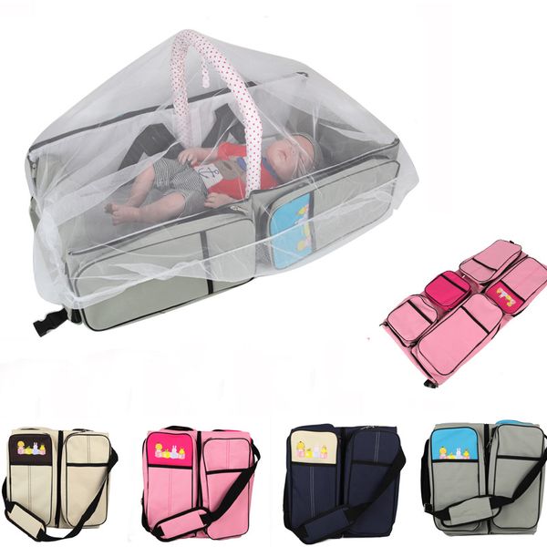 Portable Multi-functional Mommy Folding Crib Bag Newborns Nursing Travel Cot 2 In 1bed & Amp; Bag