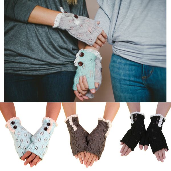new european and american style christmas half-finger gloves leaves lace buttons warm knitted woolen gloves lace women, Blue;gray
new european and american style christmas half-finger gloves leaves lace buttons warm knitted woolen gloves lace women, Blue;gray