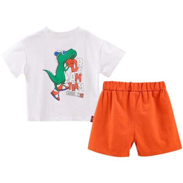 baby boys fashion short sleeve cotton t-shirts+shorts sets, White