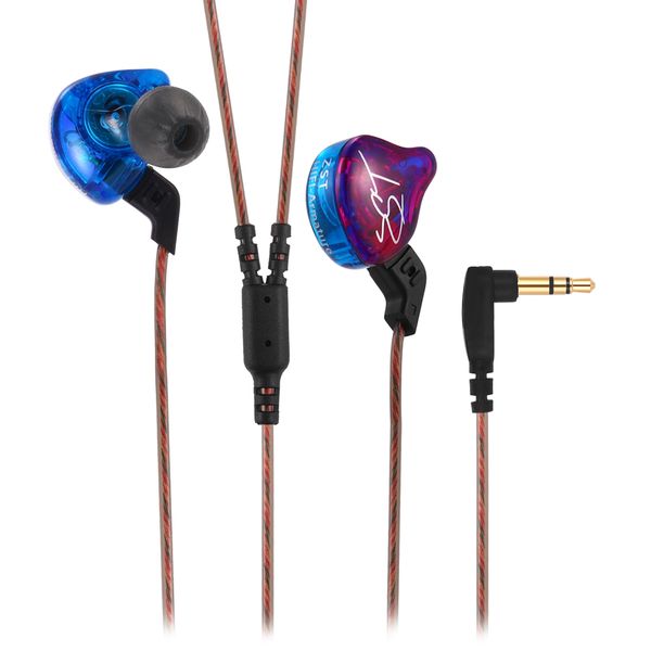 kz zst wired on-cord control noise-canceling in-ear earphones built-in mic