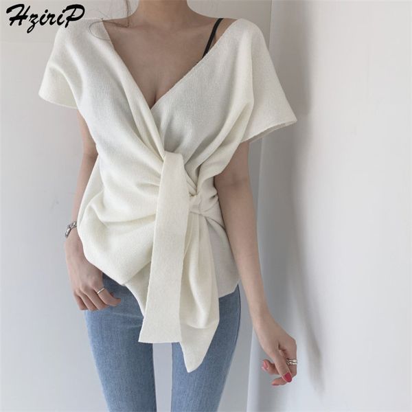 hzirip 2019 autumn summer pleated solid sweaters women knitted v-neck warm all-match bandage short sleeve casual sweater, White;black
hzirip 2019 autumn summer pleated solid sweaters women knitted v-neck warm all-match bandage short sleeve casual sweater, White;black