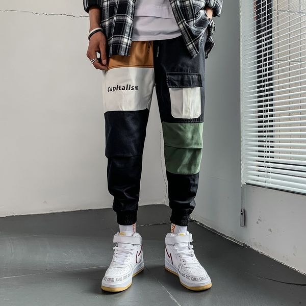 2019 spring autumn patchwork bigger pockets hip hop harem pants men's casual korean cargo skinny oversize joggers trouers, Black
2019 spring autumn patchwork bigger pockets hip hop harem pants men's casual korean cargo skinny oversize joggers trouers, Black
