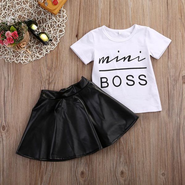 

New 2pc lot children clothing girl ummer hort leeve mini bo t hirt top leather kirt children 039 new uit clothing