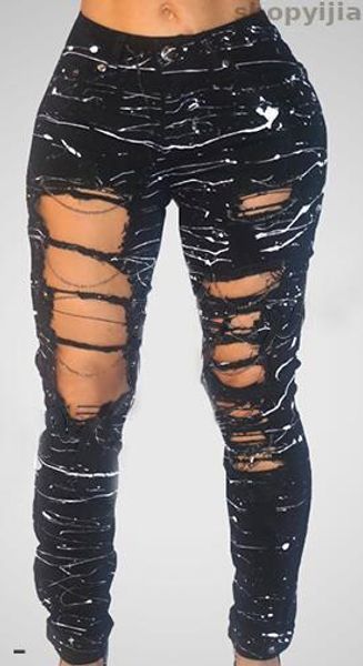 new mid-waist hole chain jeans stretch jeans ripped for women paint pants skinny destroyed pants hole trousers, Blue
new mid-waist hole chain jeans stretch jeans ripped for women paint pants skinny destroyed pants hole trousers, Blue