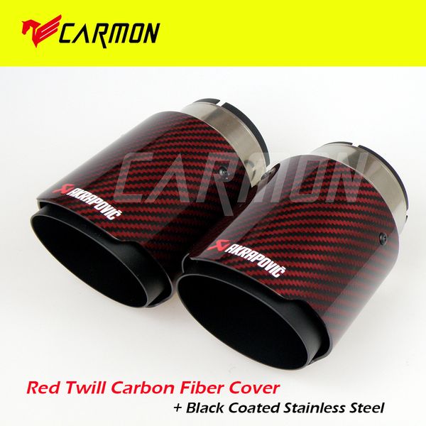 universal akrapovic carbon fiber car exhaust pipe muffler tip glossy red twill carbon fiber cover + black coated stainless steel
universal akrapovic carbon fiber car exhaust pipe muffler tip glossy red twill carbon fiber cover + black coated stainless steel